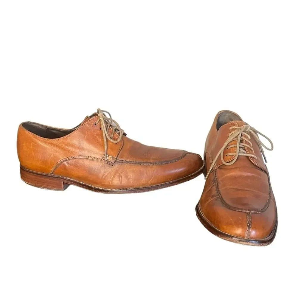 COLE HAAN Brown Leather Classic Lace Up‎ Oxford Stacked Heel Mens Size 9